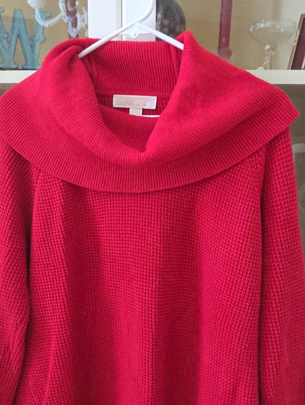 Michael Kors Bright Red Cowl-Neck Knit Sweater